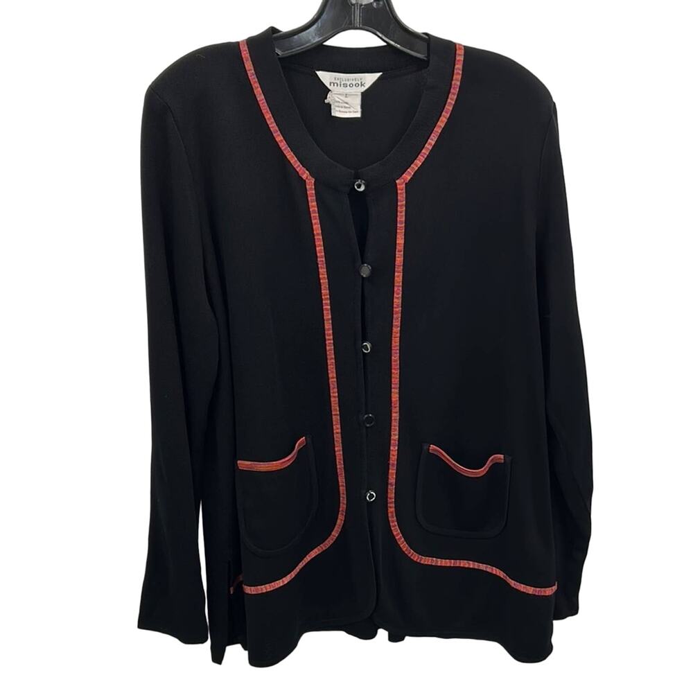 Exclusively Misook Women's Black Long Sleeve Cardigan Size Large